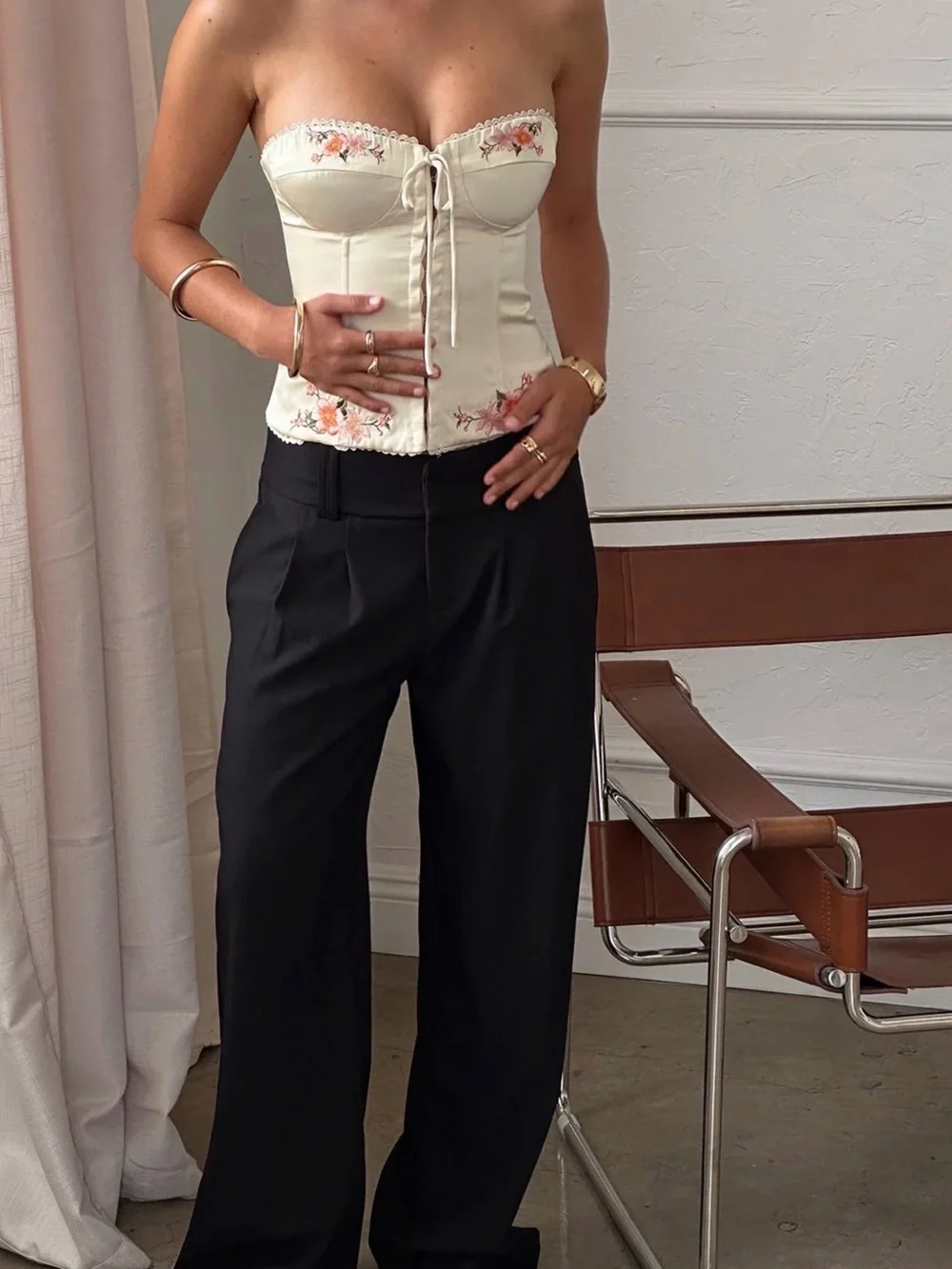 Princess Polly Two Lovers Low Rise Pants Black